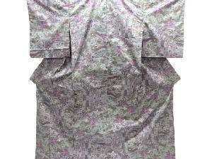 家屋に草花模様織り出し本場泥大島紬着物(5マルキ)